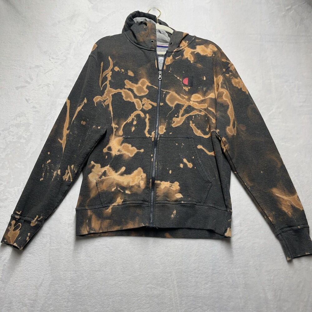 Champion Tie Dye Zip Up Hoodie Orange/Brown Sporty, Casual, Size Medium‎